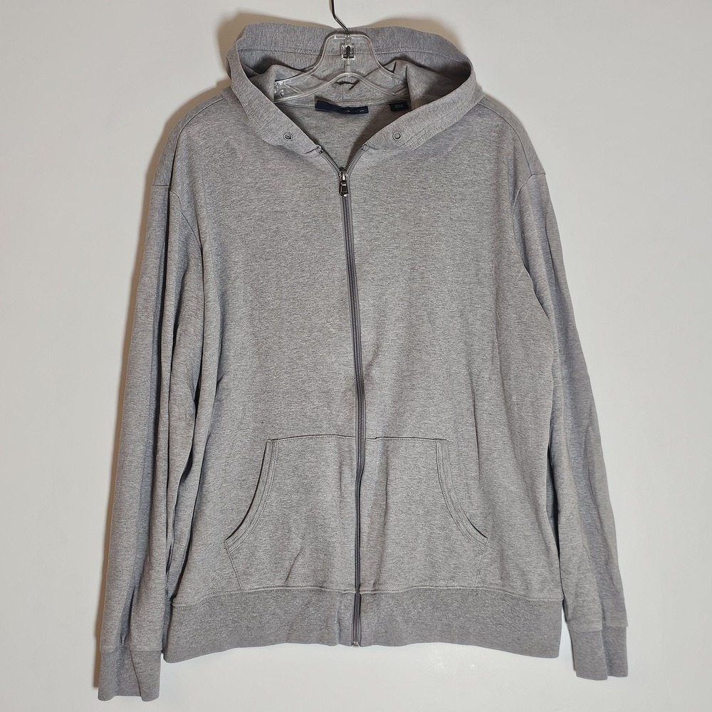 Cremieux Hoodie Mens Large Gray Full Zip Classic Sweatshirt Jacket Comfort Hood